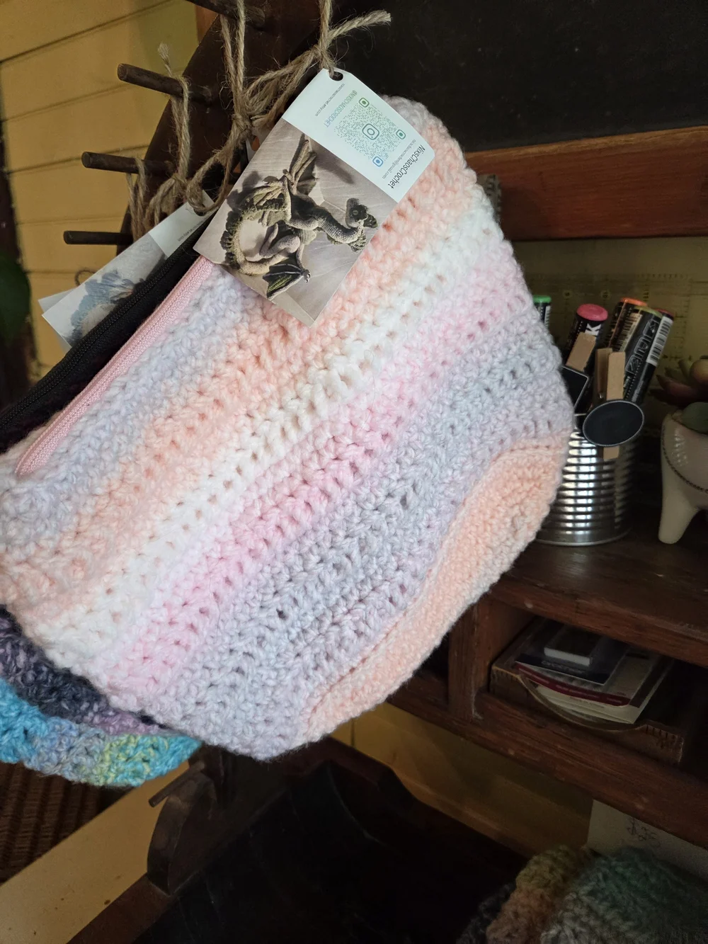 Handmade Crochet Cosmetic Bags in Varied Pastel Blues and Purples